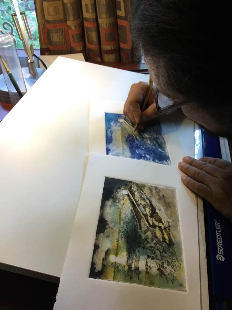 photo of artist at work